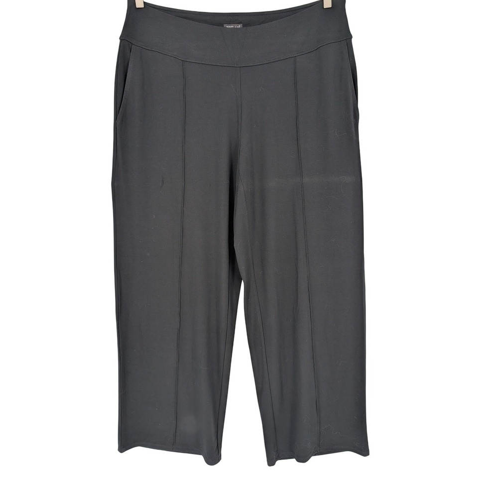 J. Jill Wearever Seamed Full Leg Pants 2X Black Cropped Wide Leg Stretch Classic